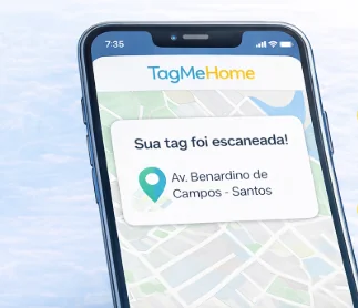 App TagMeHome mostrando notificação de tag escaneada